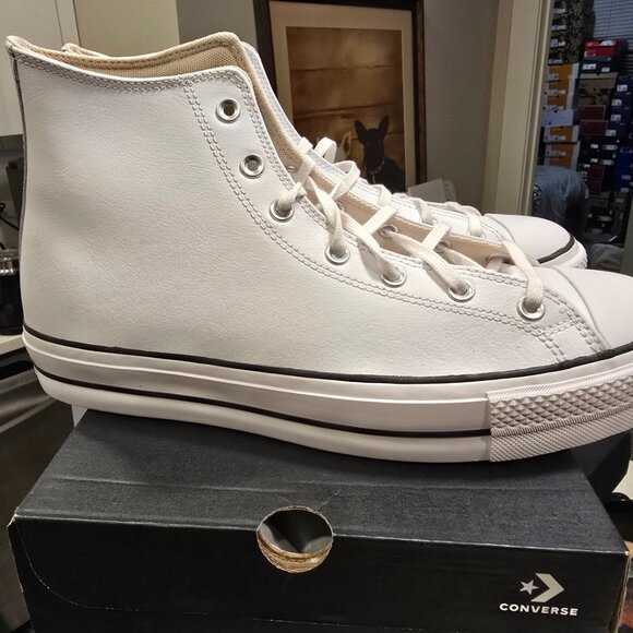 Converse All Star 561676C Platform Hi lift Leather White Mens Size 13 NEW - Picture 7 of 11